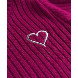 Babyhug Knit Full Sleeves Pullover Sweater with Heart Embroidery - Pink
