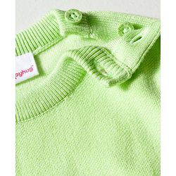 Babyhug Knitted Full Sleeves Pullover Sweater With Color Block Design - Blue Green & White