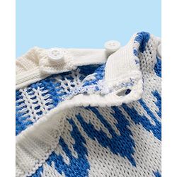 Babyhug Knitted Full Sleeves Drop Shoulder Crop Silhouette Pullover Sweater With Floral Design - White