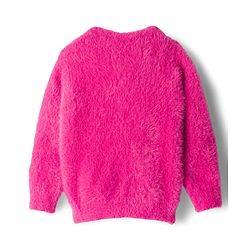 Babyhug Knit Full Sleeves Extra Soft Hairy Yarn Pullover Sweater with Bunny Embroidery - Pink