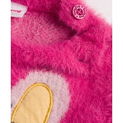 Babyhug Knit Full Sleeves Extra Soft Hairy Yarn Pullover Sweater with Bunny Embroidery - Pink