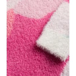 Babyhug Knit Full Sleeves Extra Soft Hairy Eyelash Yarn Turtle Neck Pullover Sweater With Abstract Design - Pink & White