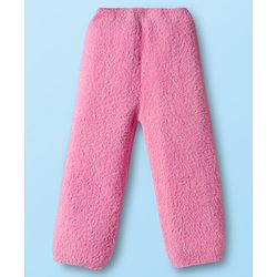 Babyhug Knit Full Sleeves Extra Soft Hairy Yarn Crop Top Sweater Set with Bow Design - Pink