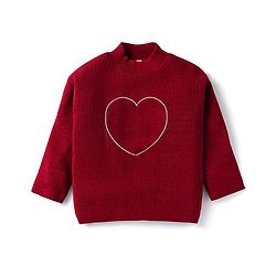 Babyhug Sweater Knit Full Sleeves Winter Wear Top & Palazzo Set With Heart Embroidery - Fuchsia
