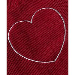 Babyhug Sweater Knit Full Sleeves Winter Wear Top & Palazzo Set With Heart Embroidery - Fuchsia