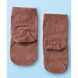 Cute Walk by Babyhug Knit Ankle Length Antibacterial Socks with Bear Design Pack Of 3 - Brown & Cream