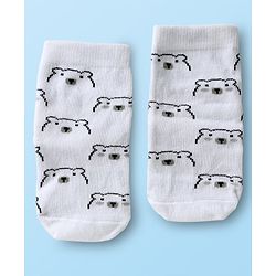 Cute Walk by Babyhug Knit Ankle Length Antibacterial Socks with Bear Design Pack Of 3 - Brown & Cream