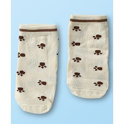 Cute Walk by Babyhug Knit Ankle Length Antibacterial Socks with Bear Design Pack Of 3 - Brown & Cream