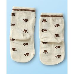 Cute Walk by Babyhug Knit Ankle Length Antibacterial Socks with Bear Design Pack Of 3 - Brown & Cream