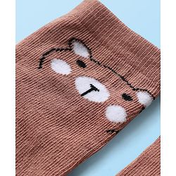 Cute Walk by Babyhug Knit Ankle Length Antibacterial Socks with Bear Design Pack Of 3 - Brown & Cream
