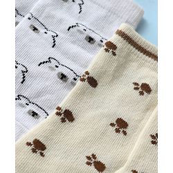 Cute Walk by Babyhug Knit Ankle Length Antibacterial Socks with Bear Design Pack Of 3 - Brown & Cream