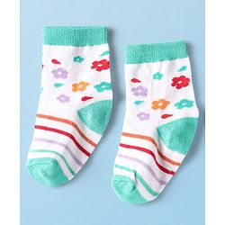 Cute Walk by Babyhug Knit Ankle Length Anti Bacterial Socks With Floral & Heart Design Pack of 5 - Multicolor
