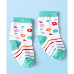 Cute Walk by Babyhug Knit Ankle Length Anti Bacterial Socks With Floral & Heart Design Pack of 5 - Multicolor