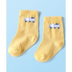 Cute Walk By Babyhug Cotton Knit Ankle Length Anti Bacterial Socks With Stripes & Vehicles Design Pack Of 5 - Multi Colour