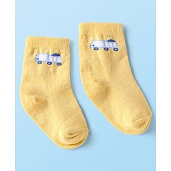 Cute Walk By Babyhug Cotton Knit Ankle Length Anti Bacterial Socks With Stripes & Vehicles Design Pack Of 5 - Multi Colour
