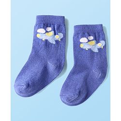 Cute Walk By Babyhug Cotton Knit Ankle Length Anti Bacterial Socks With Stripes & Vehicles Design Pack Of 5 - Multi Colour