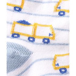 Cute Walk By Babyhug Cotton Knit Ankle Length Anti Bacterial Socks With Stripes & Vehicles Design Pack Of 5 - Multi Colour