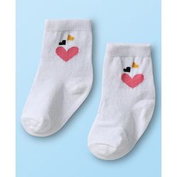 Cute Walk by Babyhug Ankle Length Anti Bacterial Sock with Heart Design Pack of 3 - White Pink & Black