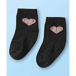 Cute Walk by Babyhug Ankle Length Anti Bacterial Sock with Heart Design Pack of 3 - White Pink & Black