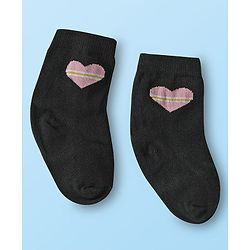 Cute Walk by Babyhug Ankle Length Anti Bacterial Sock with Heart Design Pack of 3 - White Pink & Black