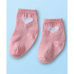 Cute Walk by Babyhug Ankle Length Anti Bacterial Sock with Heart Design Pack of 3 - White Pink & Black
