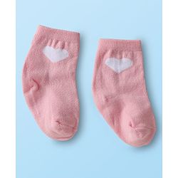 Cute Walk by Babyhug Ankle Length Anti Bacterial Sock with Heart Design Pack of 3 - White Pink & Black