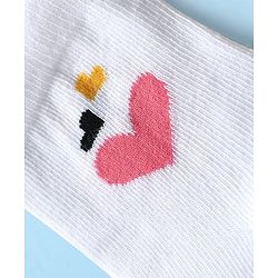 Cute Walk by Babyhug Ankle Length Anti Bacterial Sock with Heart Design Pack of 3 - White Pink & Black