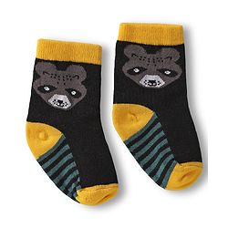 Cute Walk by Babyhug Knit Ankle Length Anti Bacterial Socks with Animal Design & Stripes Pack of 3 - Multicolor