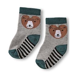Cute Walk by Babyhug Knit Ankle Length Anti Bacterial Socks with Animal Design & Stripes Pack of 3 - Multicolor