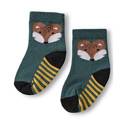 Cute Walk by Babyhug Knit Ankle Length Anti Bacterial Socks with Animal Design & Stripes Pack of 3 - Multicolor