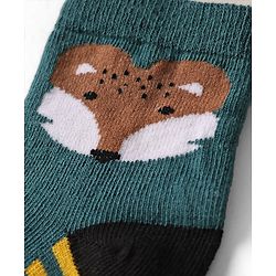 Cute Walk by Babyhug Knit Ankle Length Anti Bacterial Socks with Animal Design & Stripes Pack of 3 - Multicolor