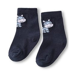 Cute Walk by Babyhug Knit Ankle Length Anti Bacterial Socks with Animal Design & Stripes Pack of 3 - Light & Navy Blue