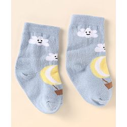 Cute Walk by Babyhug Ankle Length Anti Bacterial Socks With Cloud Design Pack of 5 - Multicolor