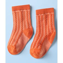 Cute Walk By Babyhug Knit Ankle Length Anti Bacterial Solid Socks Pack of 3 - White Grey & Orange
