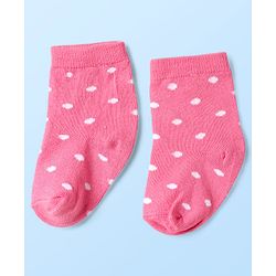 Cute Walk By Babyhug Knit Ankle Length Anti Bacterial Socks With Stripes & Floral Design Pack of 3 - Pink Yellow & White