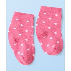 Cute Walk By Babyhug Knit Ankle Length Anti Bacterial Socks With Stripes & Floral Design Pack of 3 - Pink Yellow & White