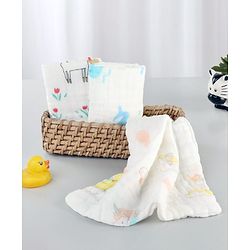 Babyhug 6 Layer Muslin Cotton Wash Cloths for Babies| High Absorbency| Ultra Soft & Baby Safe| Machine Washable| Feeding| Diapering| Newborn Face Towel| Burp Cloth| Wipes Pack of 3 - White