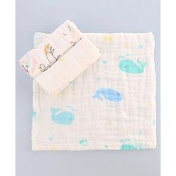 Babyhug 6 Layer Muslin Cotton Wash Cloths for Babies| High Absorbency| Ultra Soft & Baby Safe| Machine Washable| Feeding| Diapering| Newborn Face Towel| Burp Cloth| Wipes Pack of 3 - White