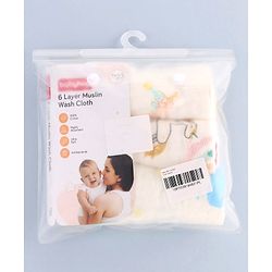 Babyhug 6 Layer Muslin Cotton Wash Cloths for Babies| High Absorbency| Ultra Soft & Baby Safe| Machine Washable| Feeding| Diapering| Newborn Face Towel| Burp Cloth| Wipes Pack of 3 - White
