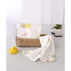 Babyhug 6 Layer Muslin Cotton Wash Cloths for Babies| High Absorbency| Ultra Soft & Baby Safe| Machine Washable| Feeding| Diapering| Newborn Face Towel| Burp Cloth| Wipes Pack of 3 - White