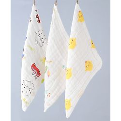 Babyhug 6 Layer Muslin Cotton Wash Cloths for Babies| High Absorbency| Ultra Soft & Baby Safe| Machine Washable| Feeding| Diapering| Newborn Face Towel| Burp Cloth| Wipes Pack of 3 - White