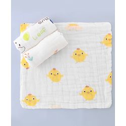 Babyhug 6 Layer Muslin Cotton Wash Cloths for Babies| High Absorbency| Ultra Soft & Baby Safe| Machine Washable| Feeding| Diapering| Newborn Face Towel| Burp Cloth| Wipes Pack of 3 - White