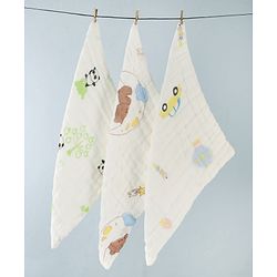 Babyhug 6 Layer Muslin Cotton Wash Cloths for Babies| High Absorbency| Ultra Soft & Baby Safe| Machine Washable| Feeding| Diapering| Newborn Face Towel| Burp Cloth| Wipes Pack of 3 - White