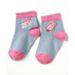 Cute Walk by Babyhug Knit Ankle Length Antibacterial Socks With Polka Dot Design & Stripes Pack Of 3 - Pink & Purple