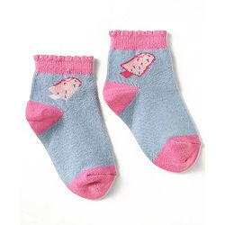 Cute Walk by Babyhug Knit Ankle Length Antibacterial Socks With Polka Dot Design & Stripes Pack Of 3 - Pink & Purple