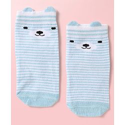 Cute Walk by Babyhug Knit Ankle Length Antibacterial Socks With Stripes Pack Of 3 - Light Blue Black & Grey