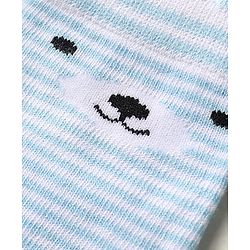 Cute Walk by Babyhug Knit Ankle Length Antibacterial Socks With Stripes Pack Of 3 - Light Blue Black & Grey
