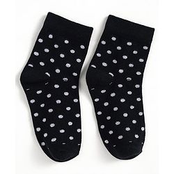 Cute Walk by Babyhug Knit Antibacterial Ankle Length Socks With Polka Dots & Floral Design Pack Of 3 - Pink & Black
