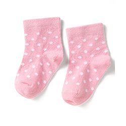 Cute Walk by Babyhug Knit Antibacterial Ankle Length Socks With Polka Dots & Floral Design Pack Of 3 - Pink & Black