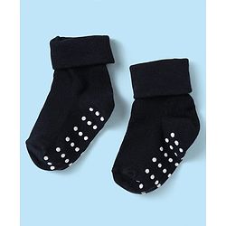 Cute Walk by Babyhug Knit Antibacterial Ankle Length Anti Skid Socks With Stripes Pack Of 3 - Black & White